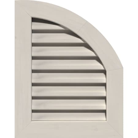 Quarter Round Top Right Primed, Functional, Pine Gable Vent W/ 1 X 4 Flat Trim Frame, 10W X 24H